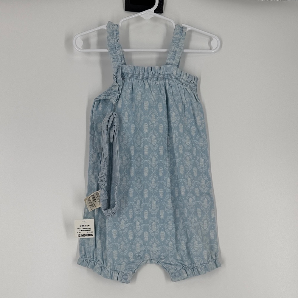 Blue Baby Romper with Pattern NWT